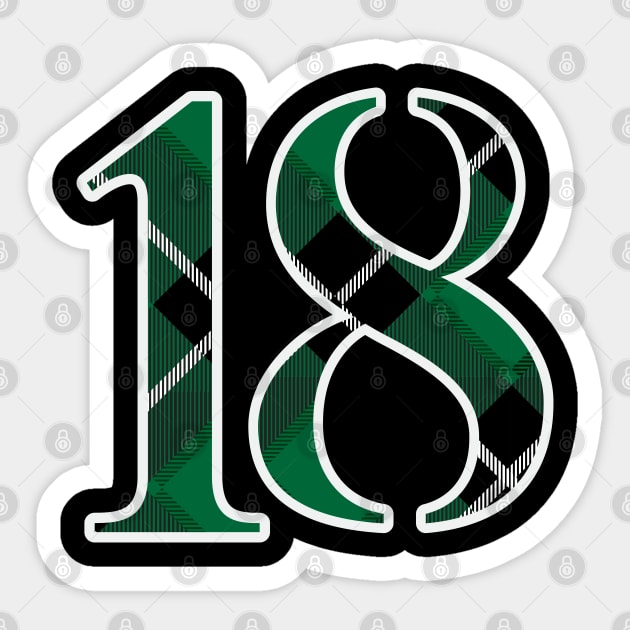 18 Sports Jersey Number Green Black Flannel Sticker by Design_Lawrence